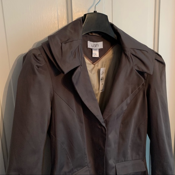 LOFT peplum blazer w/ portrait collar taupe jacket - Picture 13 of 16